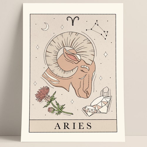 Aries Zodiac Art Print: Tarot Inspired Astrology Printable - Etsy