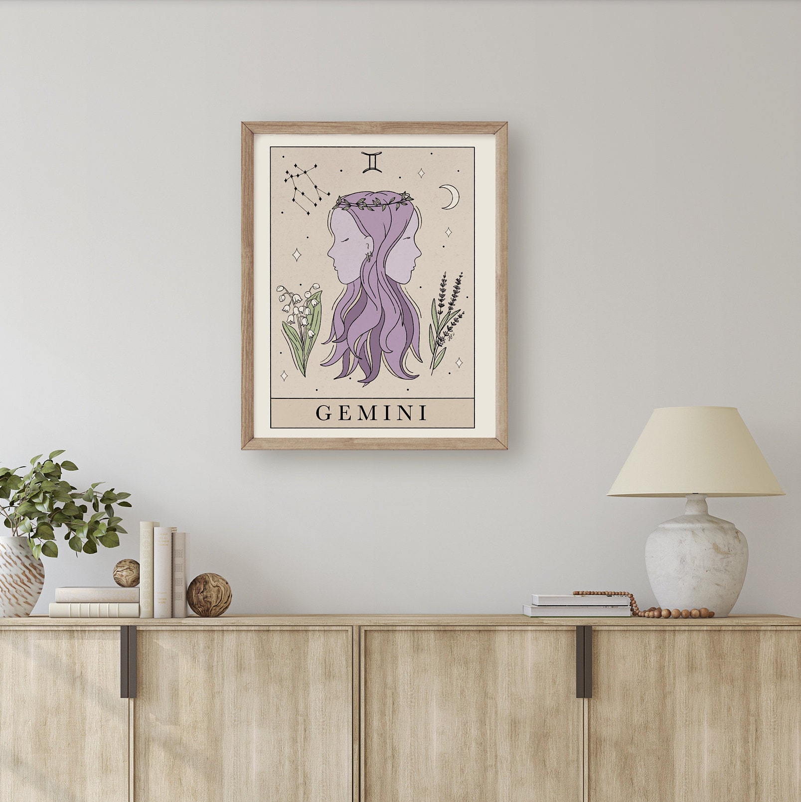 Gemini Zodiac Art Print: Tarot Inspired Astrology Printable - Etsy