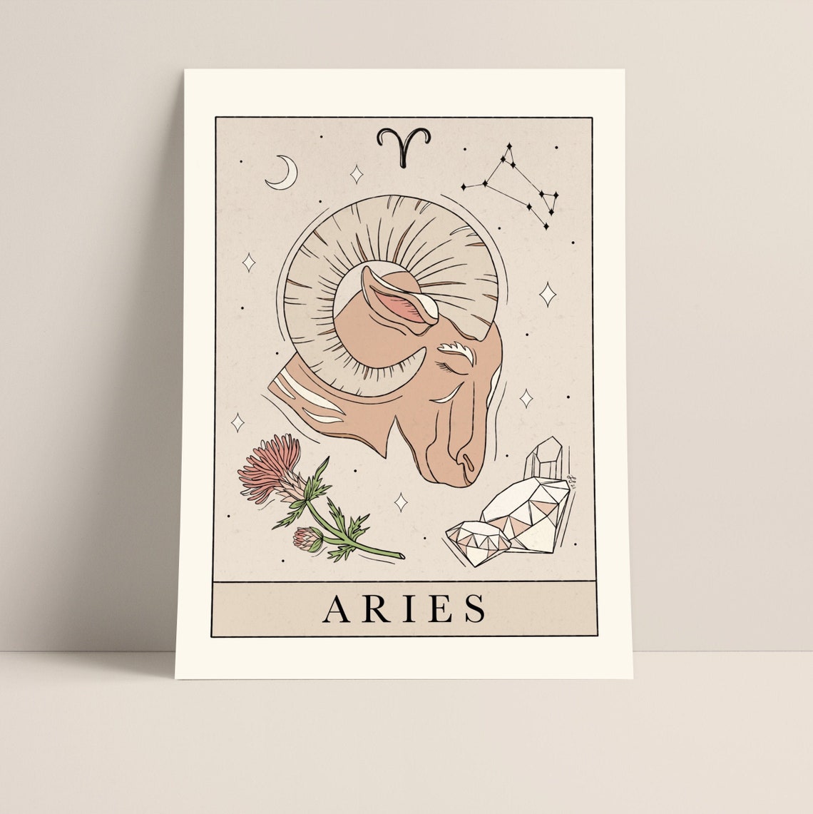 Aries Zodiac Art Print Tarot Inspired Astrology Printable Etsy UK