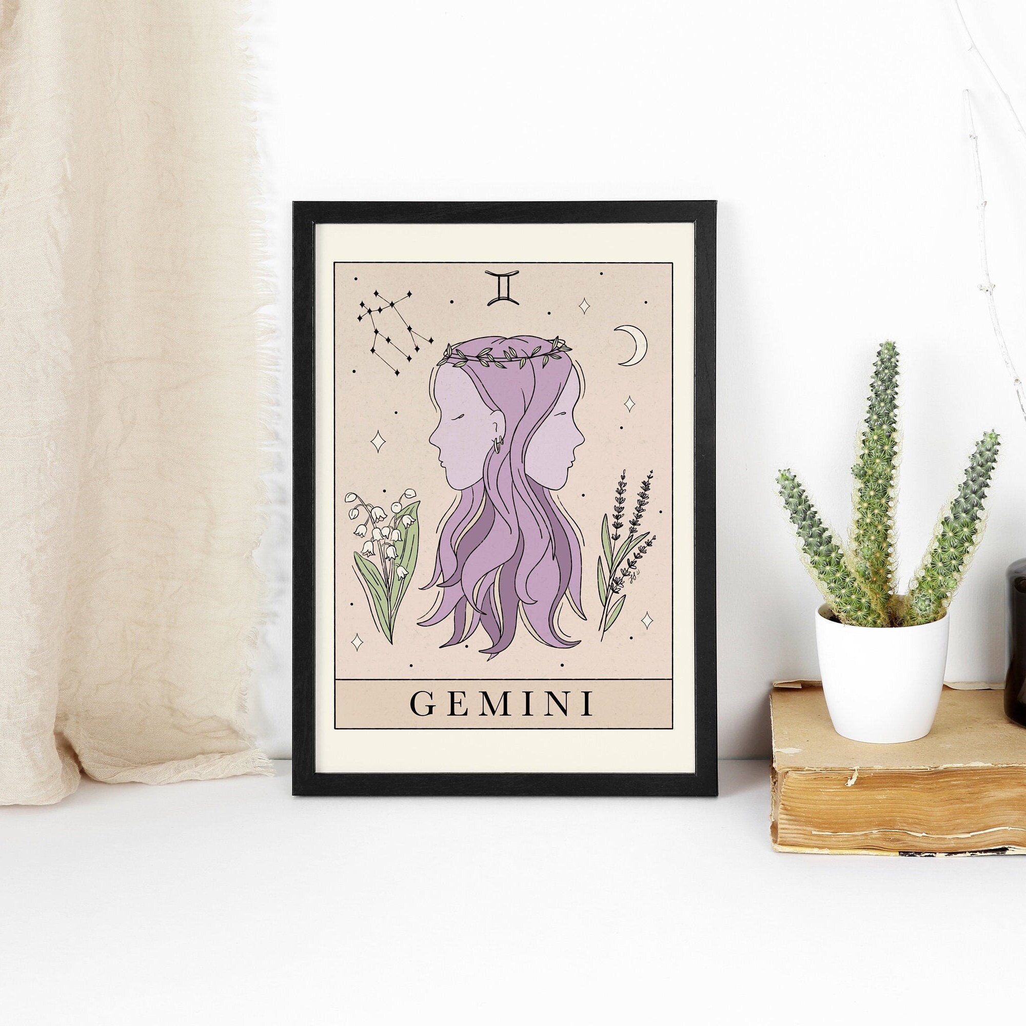 Gemini Zodiac Art Print: Tarot Inspired Astrology Printable - Etsy