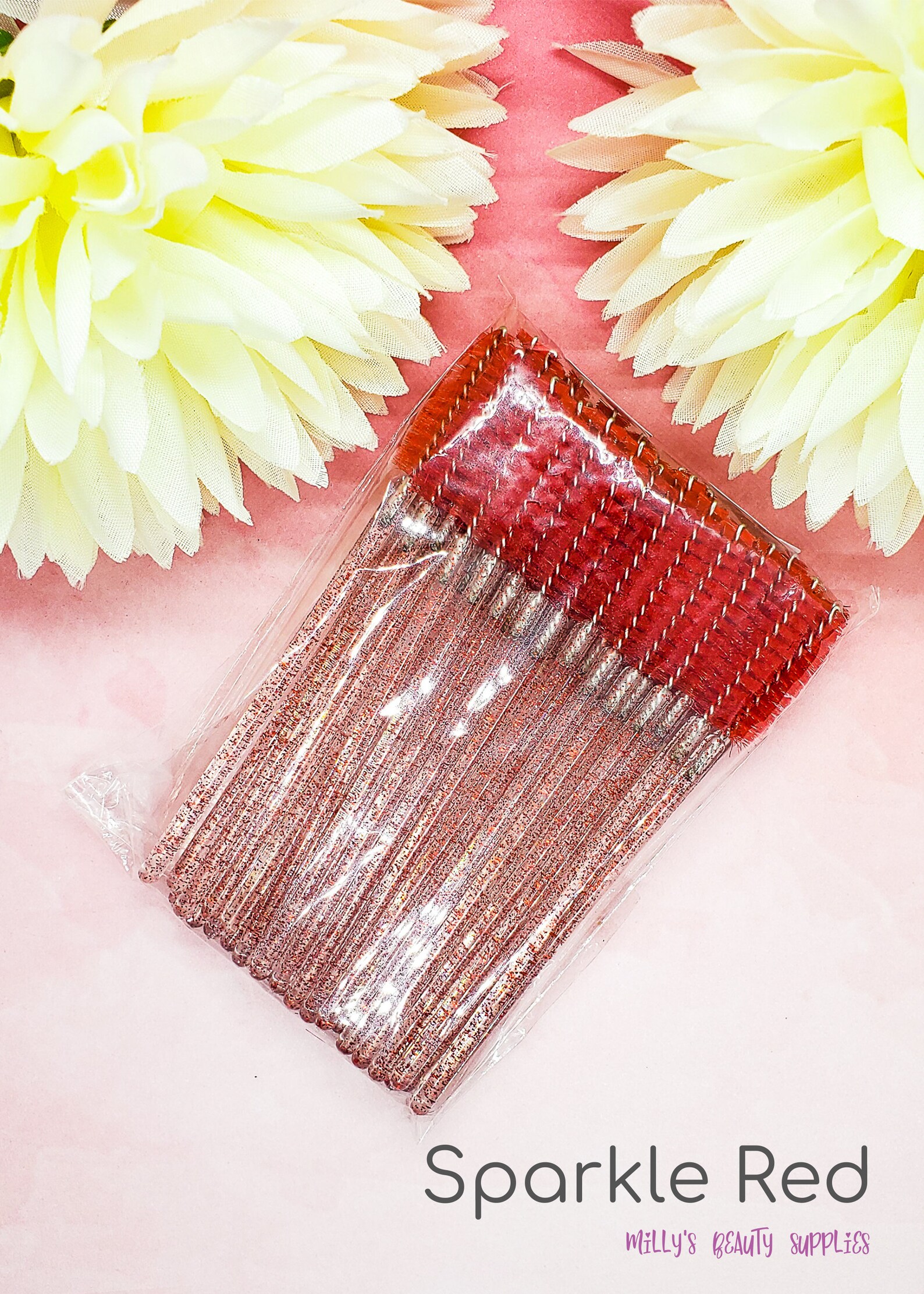 Sparkle Mascara Wands in Red. Glitter Spoolie Brush Etsy