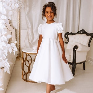 Flower girl dress white, Flower girl dress toddler, Flower girl dress tulle, First communion dress,Baptism girl dress,Flower girl baby dress image 1