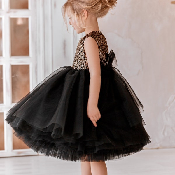 Black flower girl dress, Flower girl dress tutu, Birthday dress toddler girl, Black tutu dress toddler, Flower girl dress baby