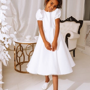 Flower girl dress white, Flower girl dress toddler, Flower girl dress tulle, First communion dress,Baptism girl dress,Flower girl baby dress image 4