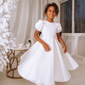 Flower girl dress white, Flower girl dress toddler, Flower girl dress tulle, First communion dress,Baptism girl dress,Flower girl baby dress image 6