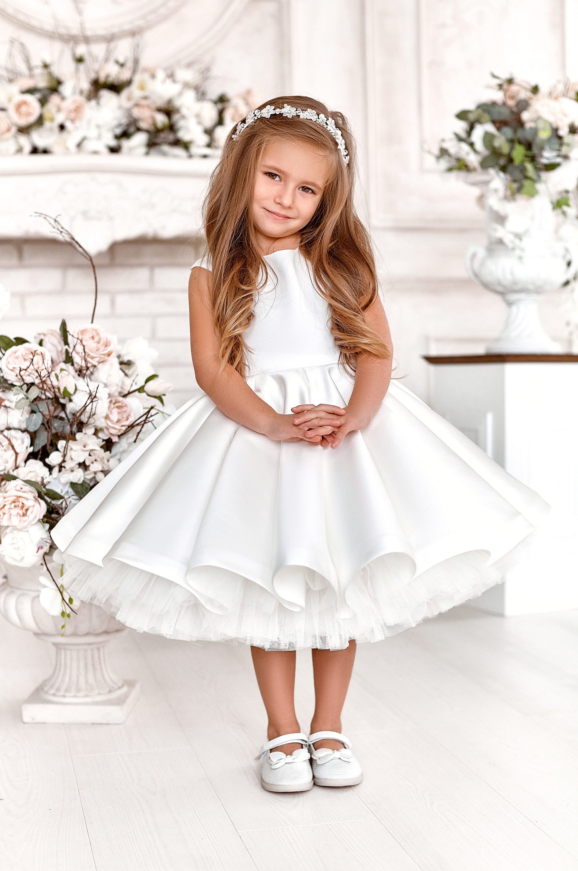 Flower Girl Dress Tulle White Flower Girl Dress Flower Girl - Etsy