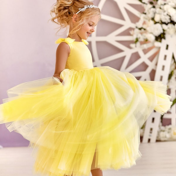 Yellow Flower Girl Dress Etsy