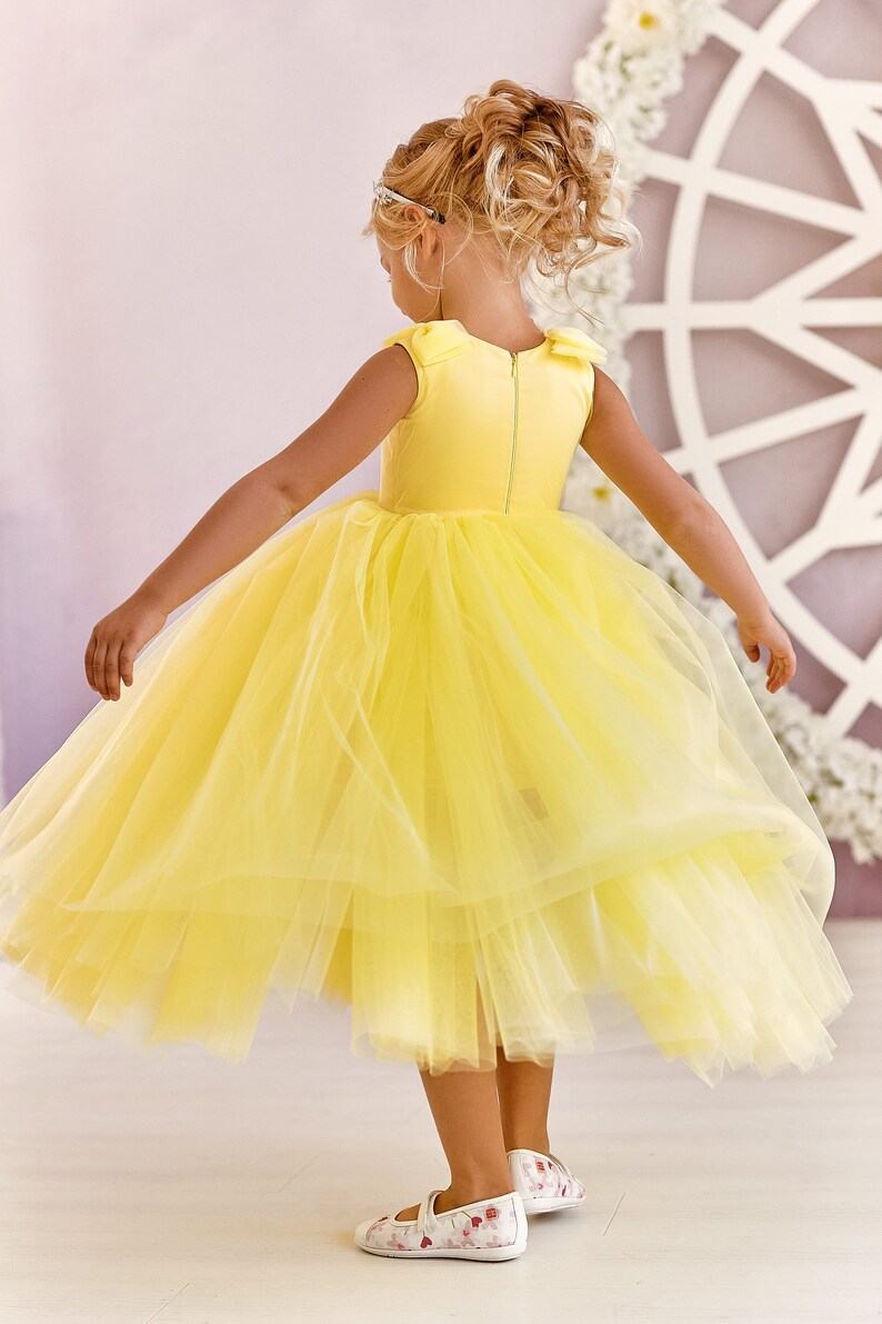 Flower Girl Dress Yellow Flower Girl Dress Tulle Party Dress Etsy