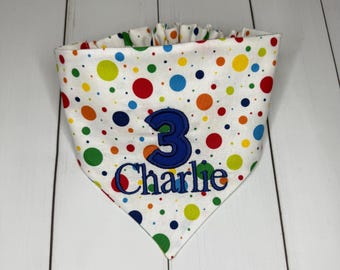 Dog Puppy Birthday Bandana Personalized Embroidered Number and Name