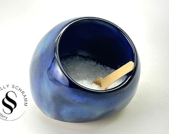 陶器クラシック 開閉式ソルトセラー／鮮やかなブルーのソルトクロック