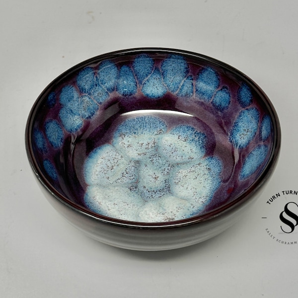 Pottery Bowl / 5 inch Blue and Purple Frozen Pond Decorative Bowl / Sally Schramm Pottery