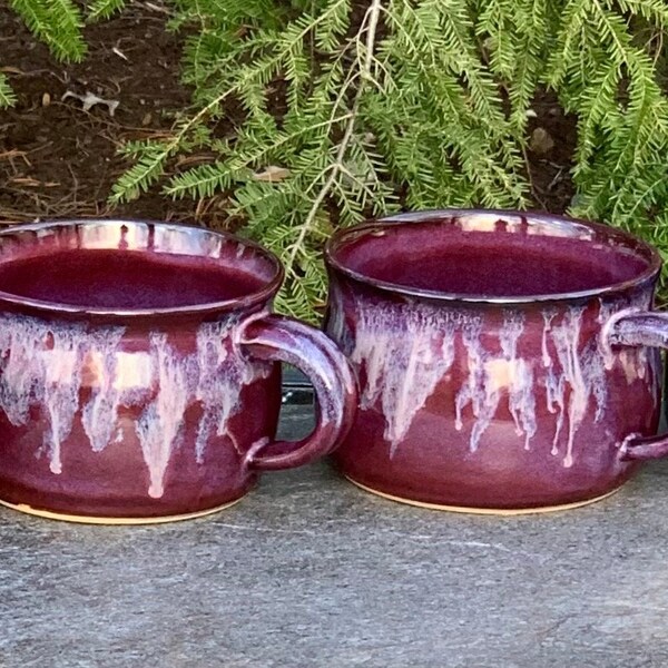 Pottery Chowder Bowl /24 oz Purple Soup Mug /  Sally Schramm Pottery