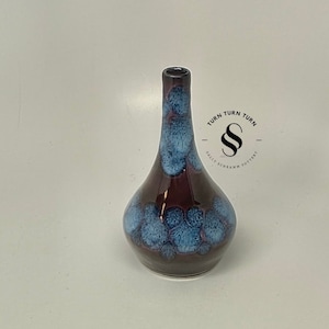 Handmade Pottery Vase: 6&quot; Blue Purple Frozen Pond Glaze
