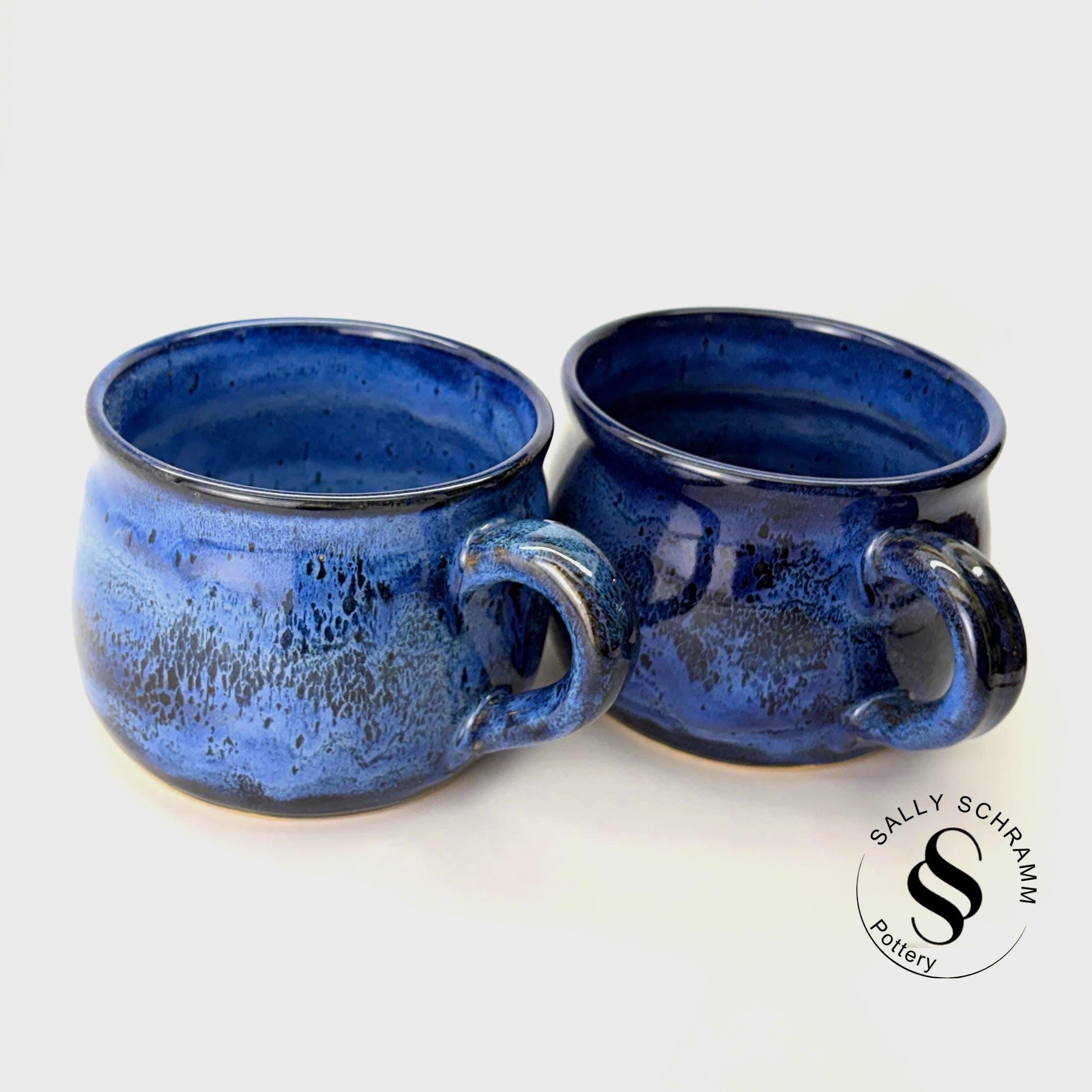 Handmade Pottery Chowder Bowl / 28-30 Oz Very Blue Soup Mug - Etsy