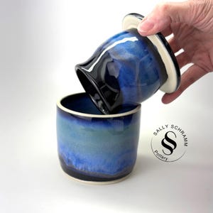 Handmade Pottery Butter Keeper: Brilliant Blue Ceramic Butter Crock