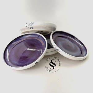 Handmade Pottery Cat Dish: Whisker Fatigue-Reducing Purple & White Bowl