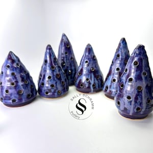 Handmade Purple Skyfall Whimsical Pottery Christmas Tree with LED Light