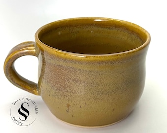 Pottery Chowder Bowl / Rich Amber Soup Mug /  Sally Schramm Pottery