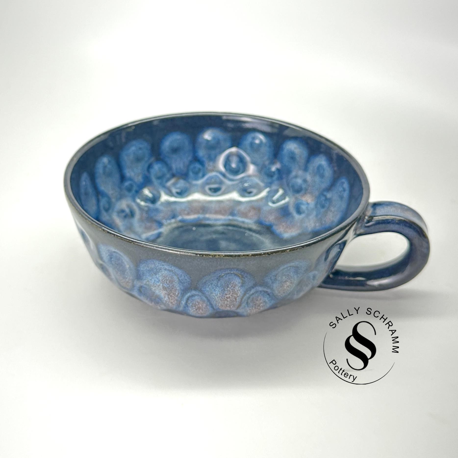 Pottery Mug / 20 oz Midnight Mist Latte Mug / Sally Schramm Pottery
