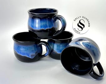 Pottery Mug / Small 10 oz Vibrant Blue Mug / Sally Schramm Pottery