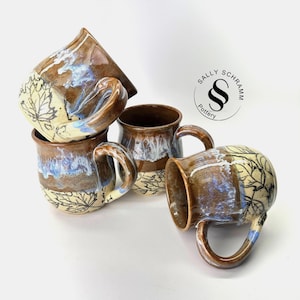 Handmade Pottery Mug: Frosted Woodland Glaze, 14-16 oz