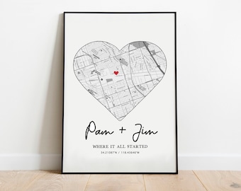Personalized Gift, New Home, Wedding Gifts, Coordinates Print, Couples Gift, Engagement Gift, Where We Met, GPS Location map
