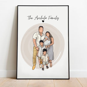 Custom Family Portrait, Faceless Portrait, Digital Illustration