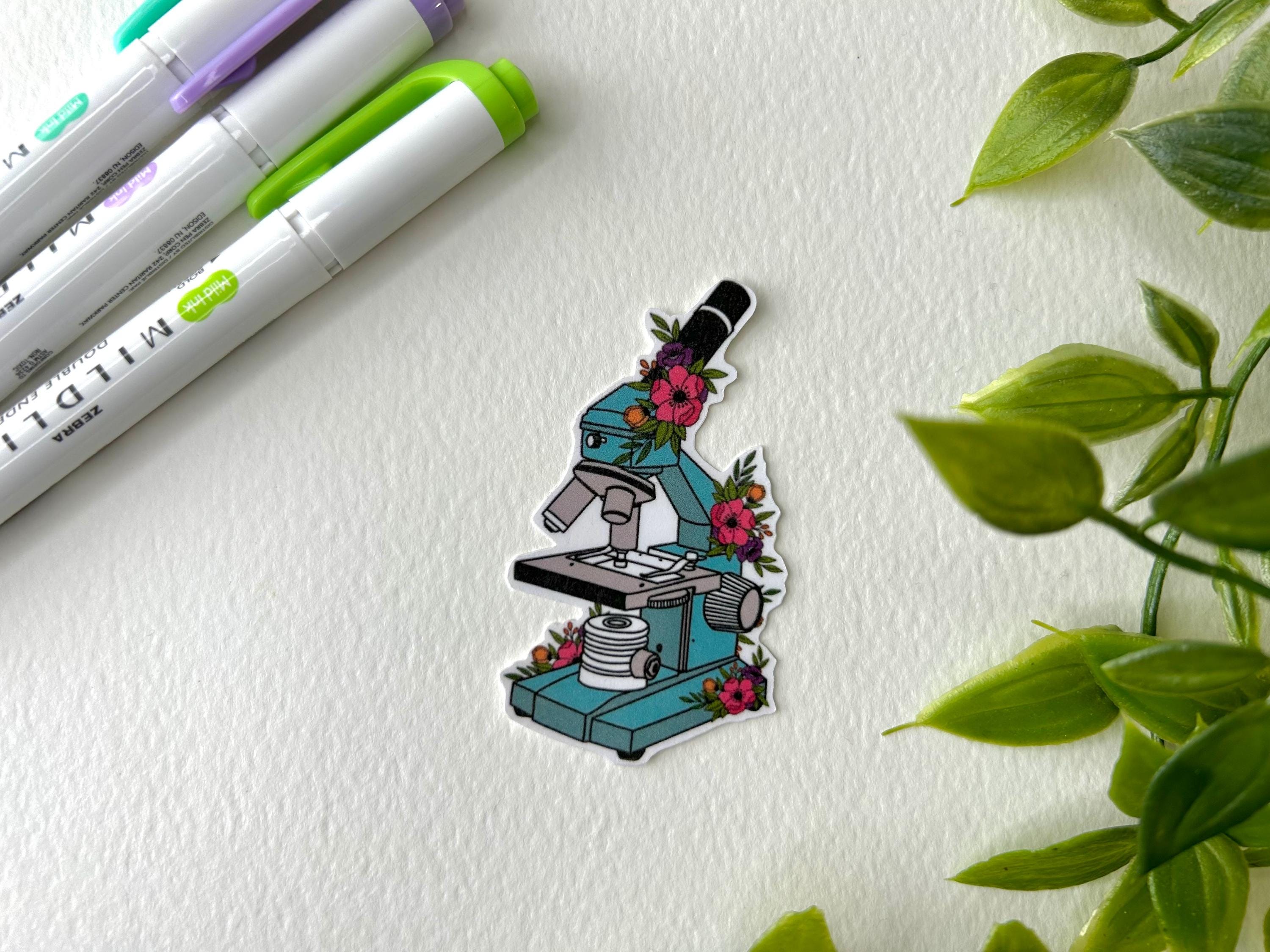 Floral Microscope Sticker - Etsy