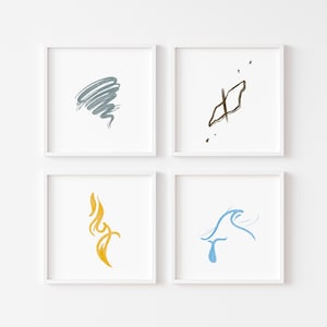 The Four Elements | 4 Elements PRINTABLE | Set of 4 (option for one print included) | Fire | Water | Air | Earth | Instant download