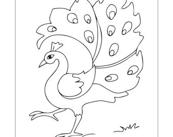 Colored Peacock Coloring Pages