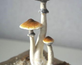 Figurka grzyba Psylocibe cubensis Grzyby magiczne Psylocybina Złota figurka nauczyciela Blue Meanie Grzyb psychdeliczny magiczny Figurka aztecka