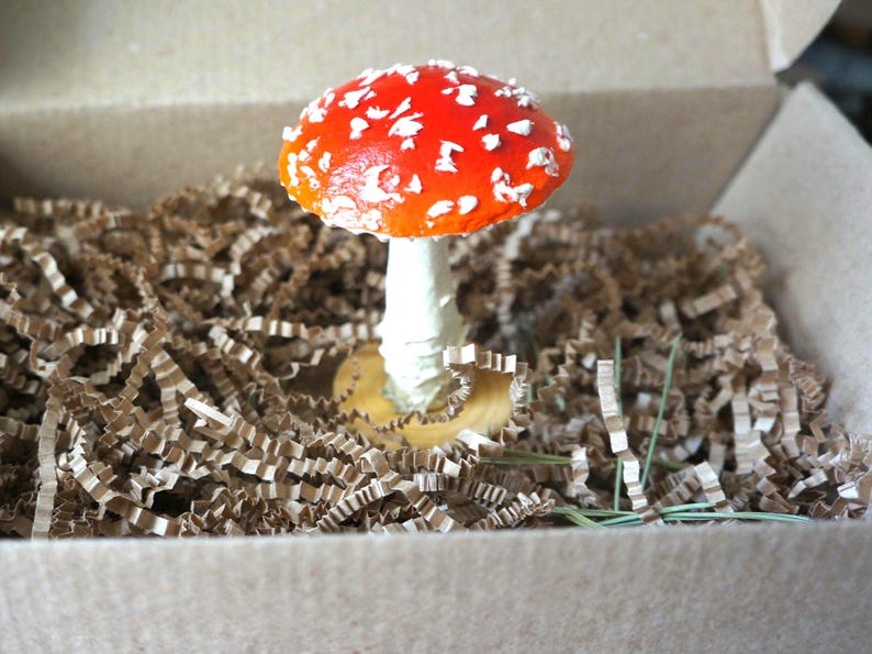 Fly agaric Amanita mushroom figurine Magical mushrooms decorations Realistic red mushroom ornaments Rustic forest decor Mushrooms lover gift image 10