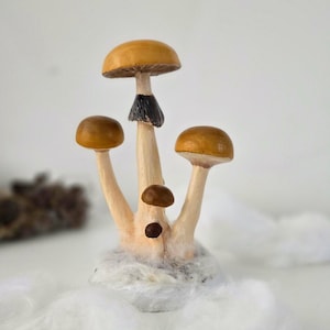 Psilocybe mushrooms lover gift Magic awake mushrooms figurine Golden teachers Magic mushrooms hanging ornaments Psypilocybine fungi figurine