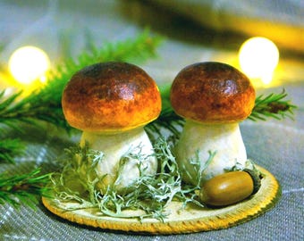 Decoraciones naturales de otoño / Decoración artesanal de estilo rústico / Adornos de setas encantadores / Figura de seta / Decoración botánica / Hongos / Porcini