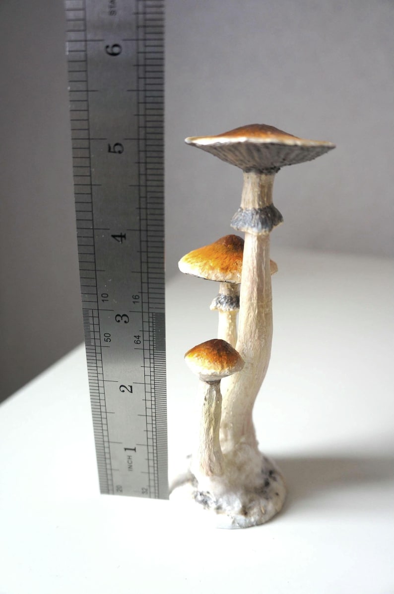 Psylocibe cubensis mushroom figurine Magic shrooms Psilocybin Golden teachers statue Blue Meanie Psychedelic magic mushroom Aztec figurine Cubensis figurine