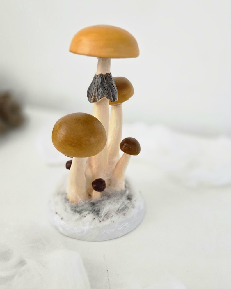Prezent dla miłośnika grzybów psilocybinowych Figurka z magicznymi grzybami przebudzenia Złote nauczycielki Wiszące ozdoby z magicznymi grzybami Figurka z grzybami psylocybinowymi zdjęcie 8