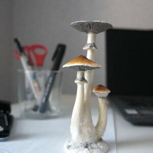 Psylocibe cubensis mushroom figurine Magic shrooms Psilocybin Golden teachers statue Blue Meanie Psychedelic magic mushroom Aztec figurine image 15