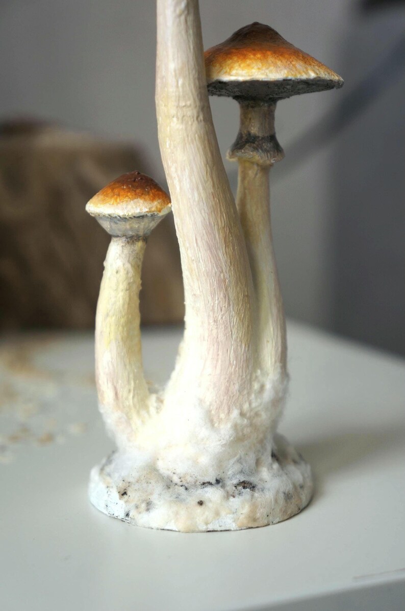 Psylocibe cubensis mushroom figurine Magic shrooms Psilocybin Golden teachers statue Blue Meanie Psychedelic magic mushroom Aztec figurine image 7