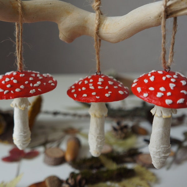 Amanita Mushroom Wall Hanging Decor |  Botanical Decor | Natural Spring Decorations |Enchanting Mushroom Ornaments | Handmade Woodland decor