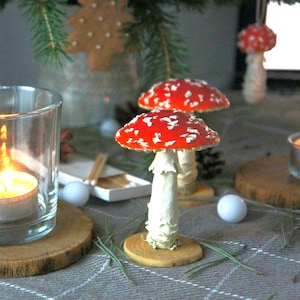 Fly agaric Amanita mushroom figurine Magical mushrooms decorations Realistic red mushroom ornaments Rustic forest decor Mushrooms lover gift image 8