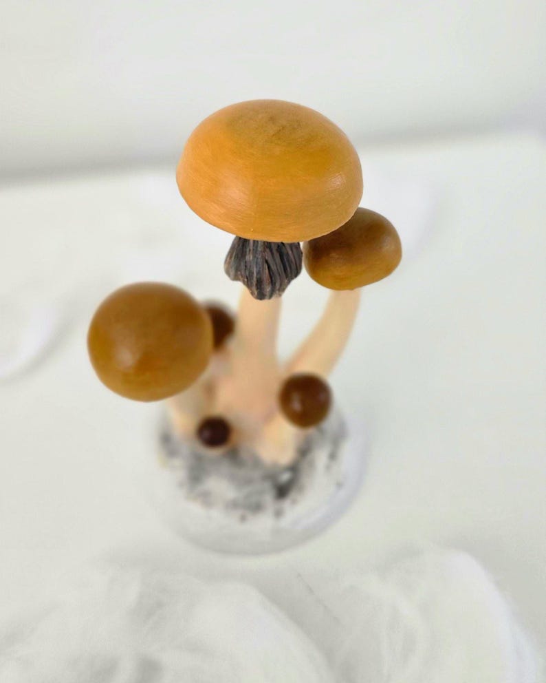 Prezent dla miłośnika grzybów psilocybinowych Figurka z magicznymi grzybami przebudzenia Złote nauczycielki Wiszące ozdoby z magicznymi grzybami Figurka z grzybami psylocybinowymi zdjęcie 13