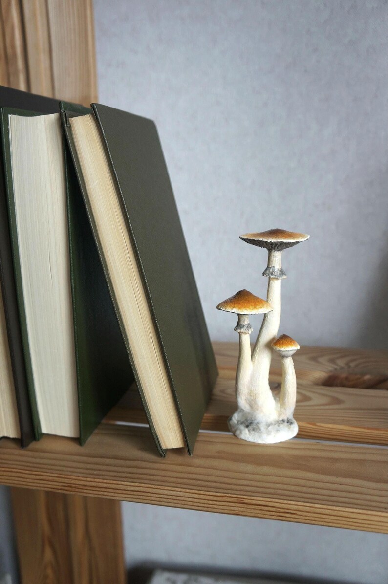 Prezent dla miłośnika grzybów psilocybinowych Figurka z magicznymi grzybami przebudzenia Złote nauczycielki Wiszące ozdoby z magicznymi grzybami Figurka z grzybami psylocybinowymi zdjęcie 9