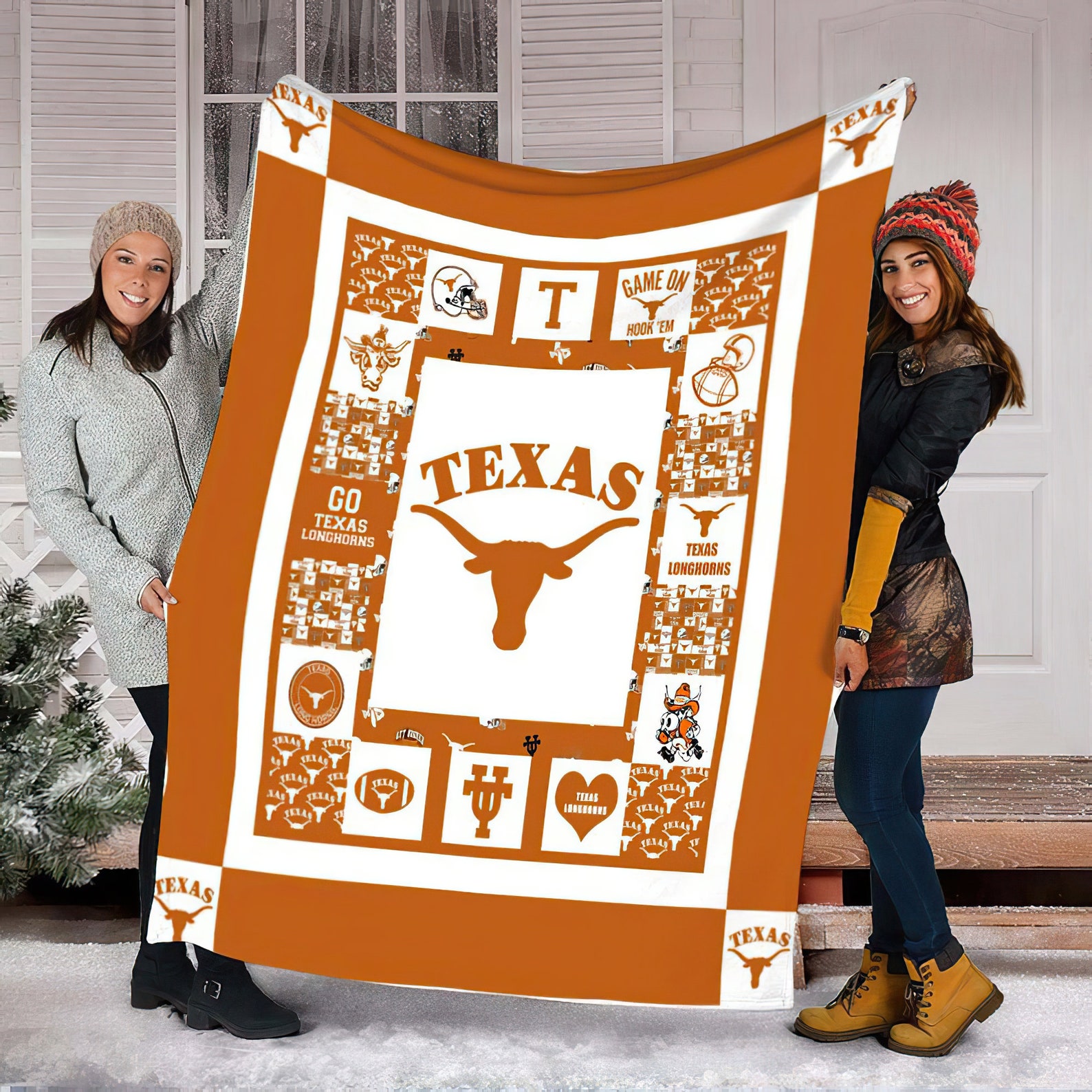 Texas Longhorns Quilt Blanket Texas Longhorns Fleece Blanket Etsy