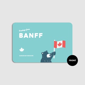 Carte postale Banff Bear Flag - Carte postale Banff - Carte postale du parc national Banff - Souvenir de Banff - Bords arrondis - Fabriqué à Banff - 4 x 6 cartes postales