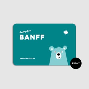 Carte postale Banff Bear Teal - Carte postale Banff - Carte postale du parc national Banff - Souvenir de Banff - Bords arrondis - Fabriqué à Banff - 4 x 6 cartes postales