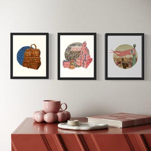 Set of 3 Wes Anderson Inspired Art Prints - 5x7&quot;