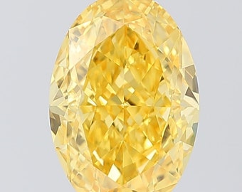 4.11Ct VS1 fancy Vivid Yellow Lab Grown Diamond Oval Brilliant Cut Ideal Ex Ex IGI Certified Diamond Eco Friendly For Ring