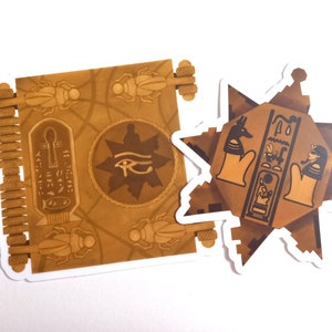 Set of 2 -  Book of the Living - Key of Hamunaptra - Vinyl Sticker - Decal - Laptop - Water Bottle - The Mummy - 1999