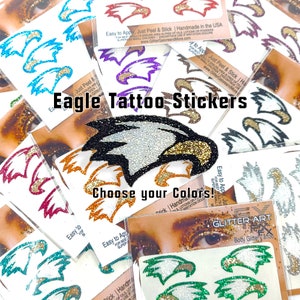 Eagles Glitter Tattoo, Eagles Face Stickers, Custom Glitter Eagles for Cheer Teams, Eagle Decal