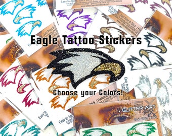 Eagles Glitter Tattoo, Eagles Face Stickers, Custom Glitter Eagles for Cheer Teams, Eagle Decal